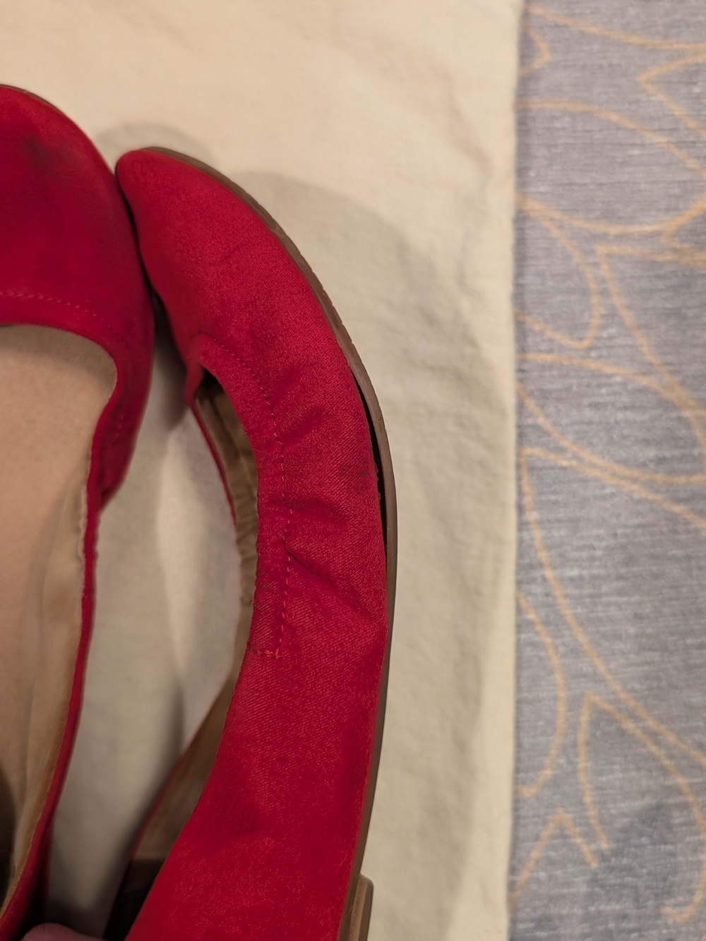 Violet Brand Suede Red Rounded Point Toe Flats - Picture 2 of 7